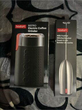 Bodum Black Electric Bistro Coffee Grinder with Red Accent